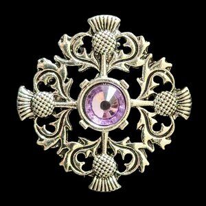 Lavender THISTLE Silvertone PIN by ORNAMENTS NEW in bag